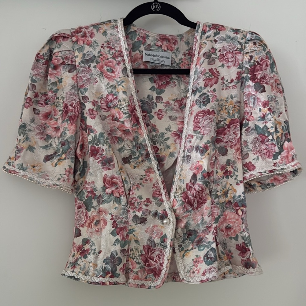Vintage 80s floral puff sleeve blazer by Jonathan Tait
